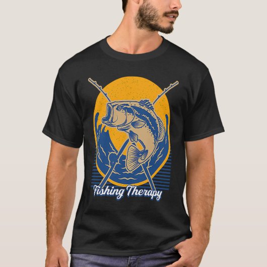Fishing Therapy Happiness Fisherman Positive Fish  T-shirt (Voorkant)