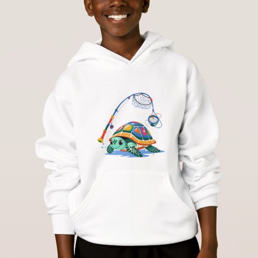Fishing Turtle Fun – Kids’ Hoodie (Voorkant)