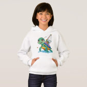 Fishing Turtle – Kids’ Hoodie (Voorkant volledig)