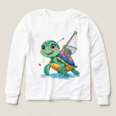 Fishing Turtle – Kids’ Long Sleeve Tee (Voorkant)