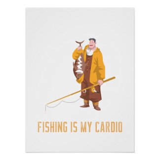 Fishing Wall Art | Fisherman Cartoon Bass Catch Perfect Poster