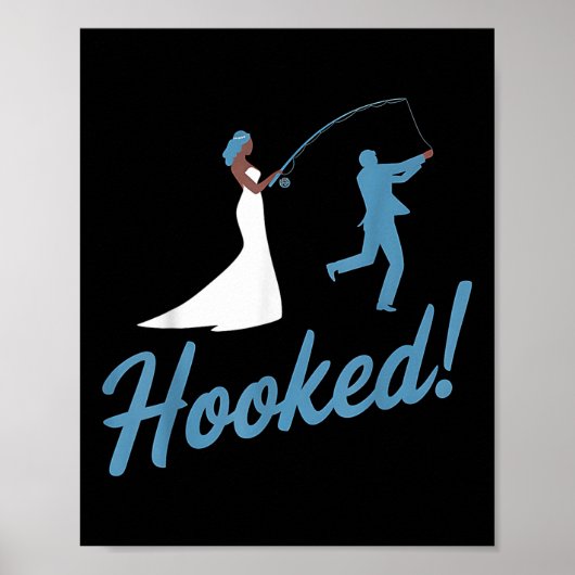 Fishing Wedding Groom Hooked Funny Marriage Gift Poster (Voorkant)