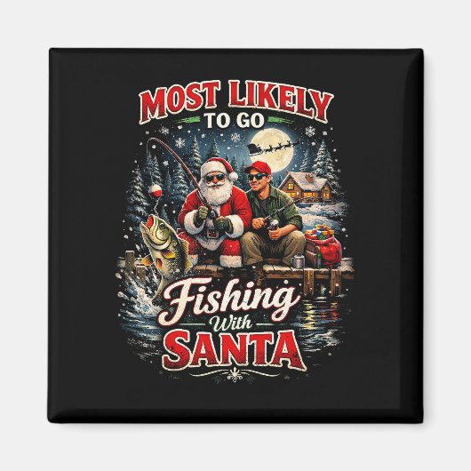 Fishing with Santa Magneet (Voorkant)