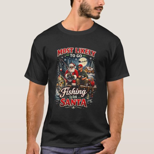 Fishing with Santa T-shirt (Voorkant)