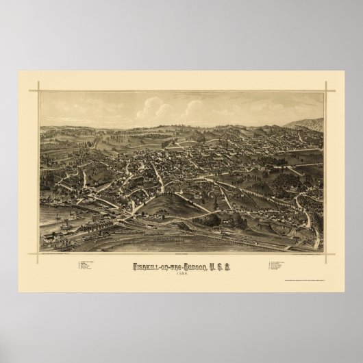 Fishkill, NY Panoramic Map - 1886 Poster (Voorkant)