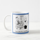 Fishmonger verkoopt de Heilige Mackerel aan Vicar. Koffiemok (Links)