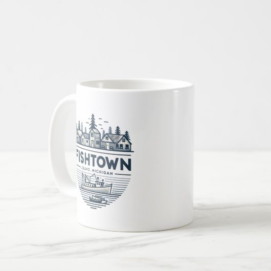 Fishtown Leland Michigan Vakantie Koffiemok (Voorkant links)