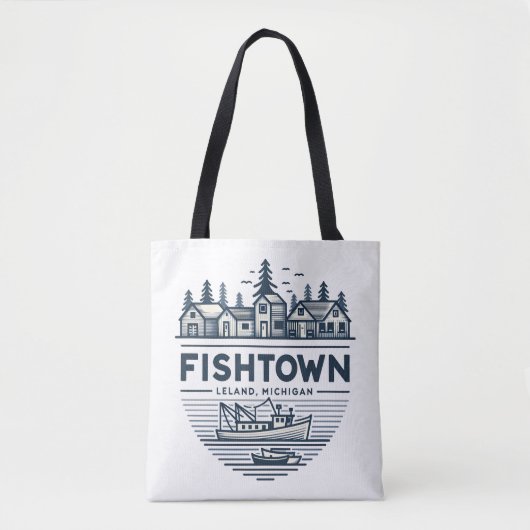 Fishtown Leland Michigan Vakantie Tote Bag (Voorkant)