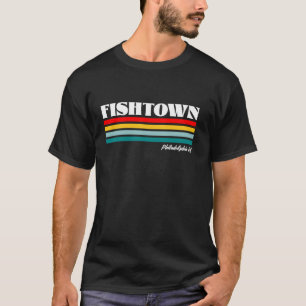 FISHTOWN Philadelphia PA Retro Regenboog Strepen D T-shirt