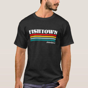 FISHTOWN Philadelphia PA Retro Regenboog Strepen D T-shirt