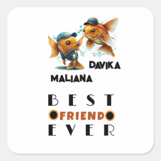 Fishy beste vriend voor altijd Besties Vierkante Sticker