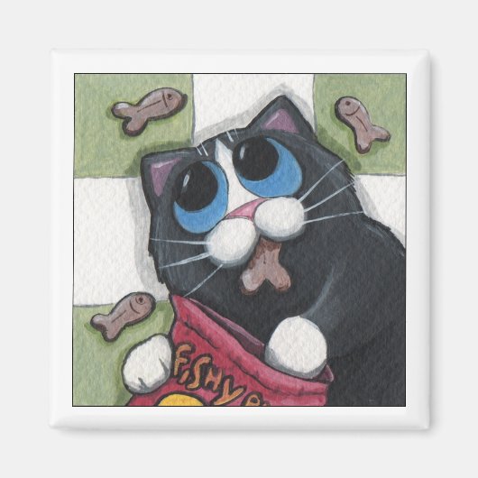 Fishy Bites - Kattenmagneet Magneet (Voorkant)