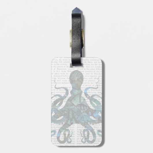 Fishy Blue Octopus Bagagelabel (Achterkant verticaal)