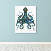 Fishy Blue Octopus Canvas Afdruk (Insitu (Houten vloer))