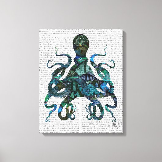 Fishy Blue Octopus Canvas Afdruk (Voorkant)