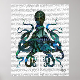 Fishy Blue Octopus Poster