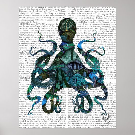 Fishy Blue Octopus Poster (Voorkant)