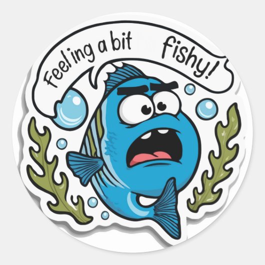 Fishy Feeling - Schattigee en verwarde watervissen Ronde Sticker (Voorkant)