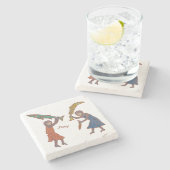 Fishy Fight Stenen Onderzetter (Zijkant)