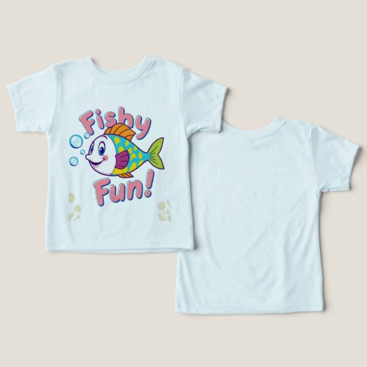 Fishy Fun Cartoon Fish Kinder’ T-shirt (Ontwerp Voorkant & Achterkant)