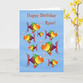 Fishy Fun Kids Personalized Birthday Card Kaart (Gele Bloem)