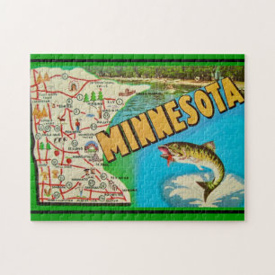  Fishy Minnesota kaart Legpuzzel