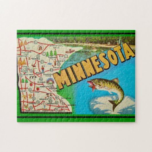  Fishy Minnesota kaart Legpuzzel (Horizontaal)