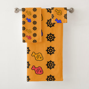 Fishy Wheels Kids Hot Orange Bad Handdoek
