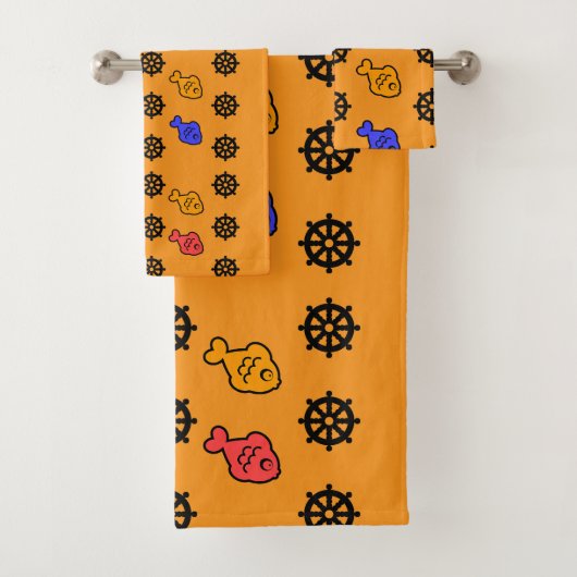 Fishy Wheels Kids Hot Orange Bad Handdoek (Insitu)