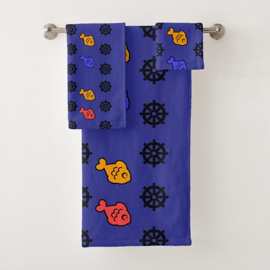 Fishy Wheels Kinder Blue Bad Handdoek (Insitu)