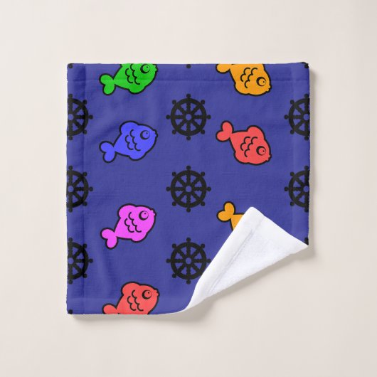 Fishy Wheels Kinder Blue Bad Handdoek (Wasdoekje)