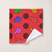 Fishy Wheels Kinder Rood Bad Handdoek (Wasdoekje)
