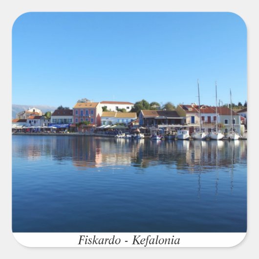Fiskardo - Kefalonia Vierkante Sticker (Voorkant)