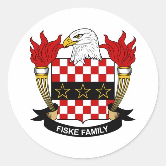 Fiske Family Crest Ronde Sticker (Voorkant)
