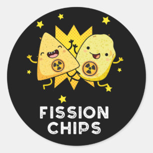Fission Chips Grappige Natuurkunde Voedsel Pun Don Ronde Sticker