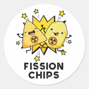 Fission Chips Grappige Natuurkunde Voedsel Pun Ronde Sticker