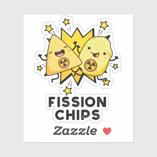 Fission Chips Grappige Natuurkunde Voedsel Pun Sticker (Vel)