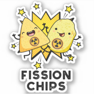 Fission Chips Grappige Natuurkunde Voedsel Pun Sticker
