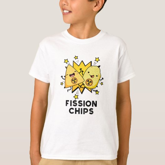 Fission Chips Grappige Natuurkunde Voedsel Pun T-shirt (Voorkant)