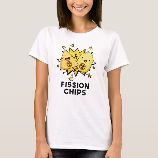 Fission Chips Grappige Natuurkunde Voedsel Pun T-shirt (Voorkant)