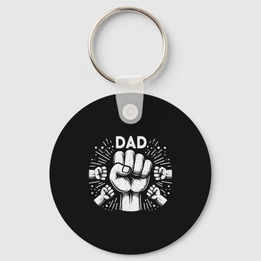 Fist Bump Dad Of Four Father Of 4 Daddy Happy Fath Sleutelhanger (Voorkant)