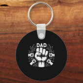 Fist Bump Dad Of Four Father Of 4 Daddy Happy Fath Sleutelhanger (Voorkant)
