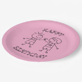 Fist Bump Happy Birthday Pink Papieren Bordje (Gekanteld)