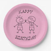 Fist Bump Happy Birthday Pink Papieren Bordje (Voorkant)