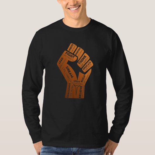 Fist Hand Black History Month Inspiring Black Lead T-shirt (Voorkant)