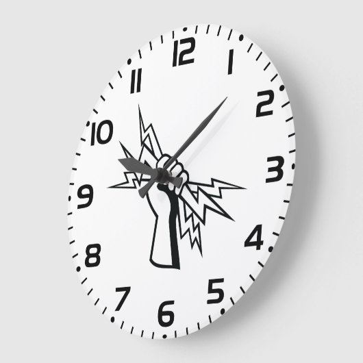 Fist Holding Lightning Bolt Bold Power Grote Klok (Hoek)