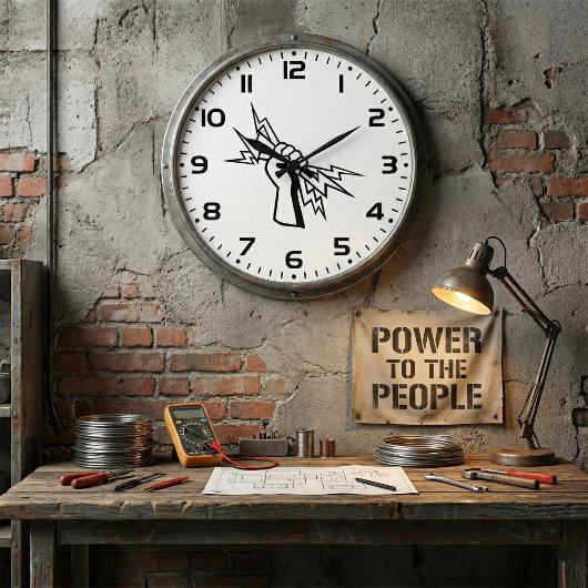 Fist Holding Lightning Bolt Bold Power Grote Klok