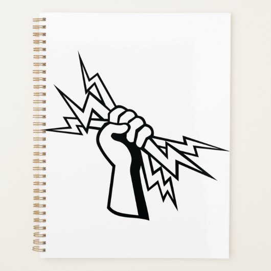 Fist Holding Lightning Bolt Bold Power Planner (Voorkant)