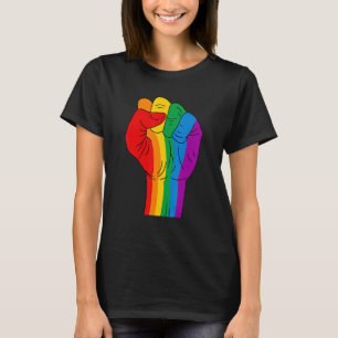 Fist Lgbetq Gay Rights Proud Pride Rainbow T-shirt