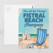 Fistral Beach Newquay Vintage-poster Briefkaart (Voorkant / Achterkant)
